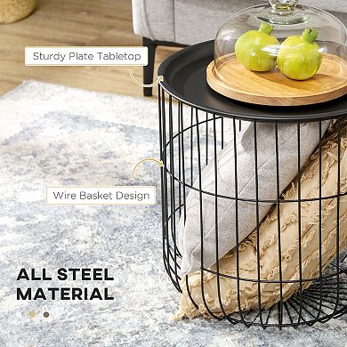 Homcom Stacking Nesting Tables, Round Coffee Table Set Of 2, Black