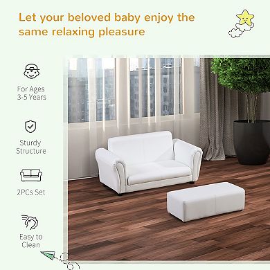 Kids Sofa Set With Footstool For Toddlers And Babies