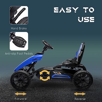 Aosom Kids Pedal Go Kart w/ Swing Axle, Shock-Absorbing Wheels