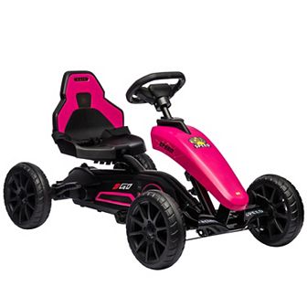 Kids Pedal Go Kart W/ Swing Axle, Shock-absorbed Wheels, Blue