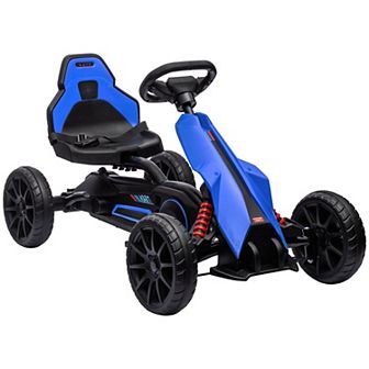 Kids Pedal Go Kart W/ Adjustable Seat, Swing Axle, White