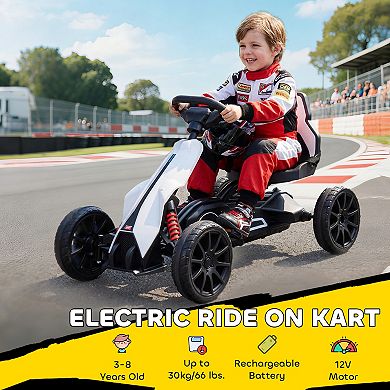 Aosom 12V Electric Go Kart for Kids w/ Adjustable Speed,