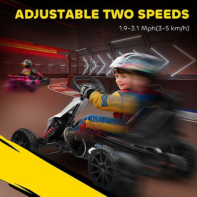 Aosom 12V Electric Go Kart for Kids w/ Adjustable Speed,