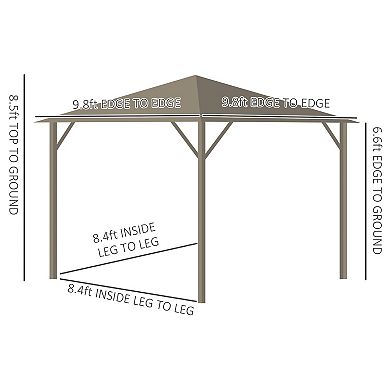 10' X 10' Hardtop Gazebo With Hook & Curtains