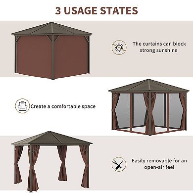 10' X 10' Hardtop Gazebo With Hook & Curtains