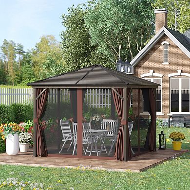 10' X 10' Hardtop Gazebo With Hook & Curtains