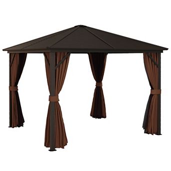 10' X 10' Hardtop Gazebo With Hook & Curtains