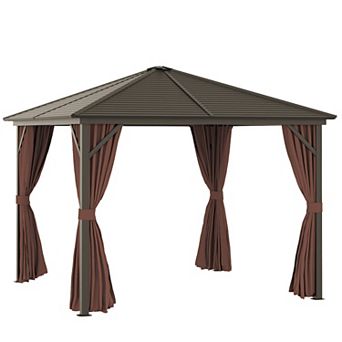 10' X 10' Hardtop Gazebo With Hook & Curtains