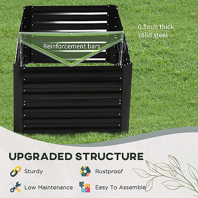 Outsunny Raised Garden Bed Metal Planter Box With Reinforced Rods