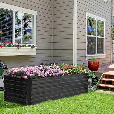 Outsunny Raised Garden Bed Metal Planter Box With Reinforced Rods