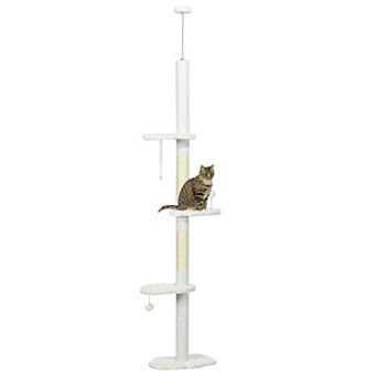 8.4' Floor To Ceiling Cat Tree, adjustable height, Cloud Shape White