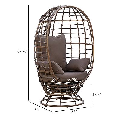 Round Pe Rattan Teardrop Lounge Chair W/ Cushion & Weathered Design
