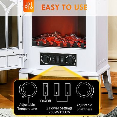Electric Fireplace Stove, Freestanding Fireplace Heater, 750W/1500W