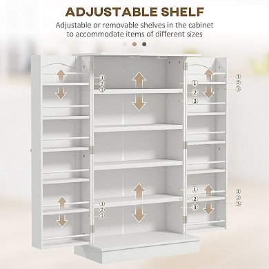 Homcom Kitchen Pantry Storage Cabinet W/ 5-tier Shelving, 12 Spice Racks