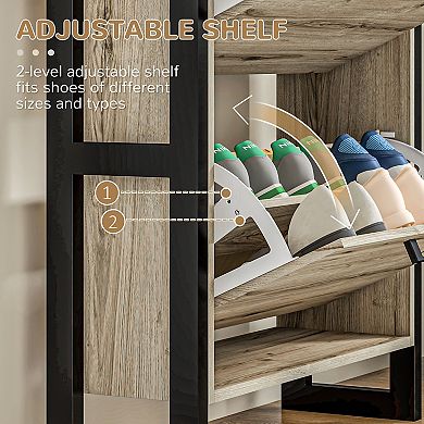 Homcom Shoe Cabinet With 3 Flip Drawers Narrow Shoe Storage Cabinet