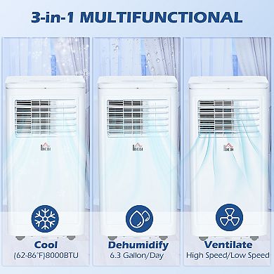 Homcom 8000 Btu Portable Air Conditioner For Room Up To 172sq Ft