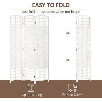 HOMCOM 3 Panel Room Divider Folding Privacy Screen 5.6ft Room Separator