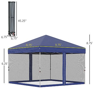 Outsunny 10ft x 10ft Pop Up Canopy Party Tent with Adjustable Height, Blue