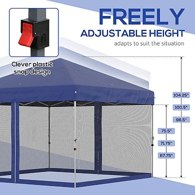 Outsunny 10ft x 10ft Pop Up Canopy Party Tent with Adjustable Height, Blue