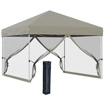 Outsunny 10' X 10' Pop Up Canopy Party Tent With Adjustable Height