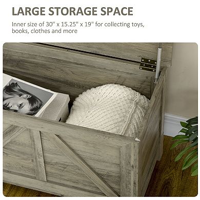 Homcom Storage Chest Farmhouse Toy Box Organizer With Safety Hinge