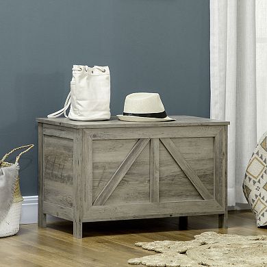 Homcom Storage Chest Farmhouse Toy Box Organizer With Safety Hinge