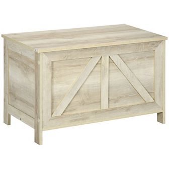 Homcom Storage Chest Farmhouse Toy Box Organizer With Safety Hinge