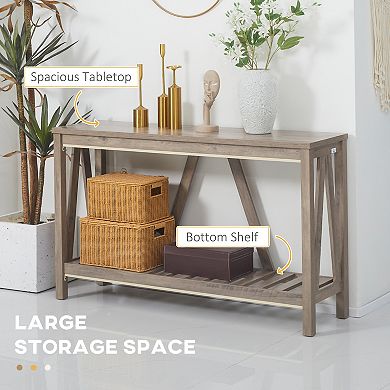 Homcom Farmhouse Console Table With Storage Shelf Anti-tipper For Entryway