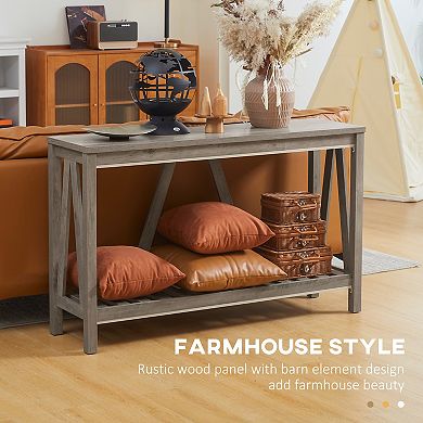 Homcom Farmhouse Console Table With Storage Shelf Anti-tipper For Entryway
