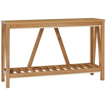 Homcom Farmhouse Console Table With Storage Shelf Anti-tipper For Entryway