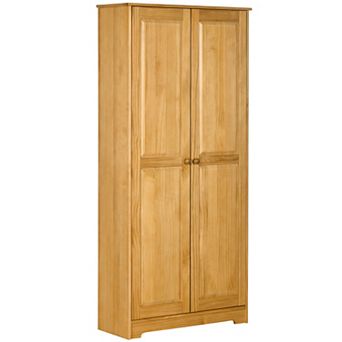 HOMCOM 67inch Pinewood Kitchen Pantry Storage Cabinet with 2 Doors
