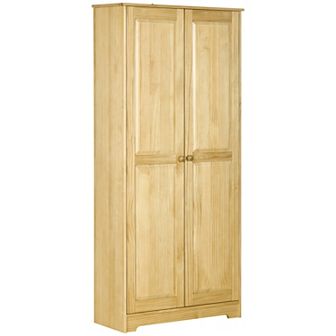 Homcom 67" Pinewood Kitchen Pantry Storage Cabinet With 2 Doors