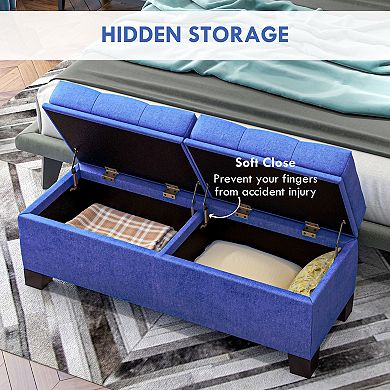 Homcom Storage End Of Bed Bench, Upholstered Bench With Steel Frame