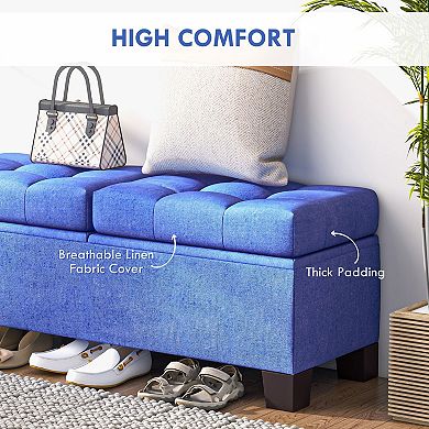 Homcom Storage End Of Bed Bench, Upholstered Bench With Steel Frame