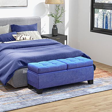 Homcom Storage End Of Bed Bench, Upholstered Bench With Steel Frame