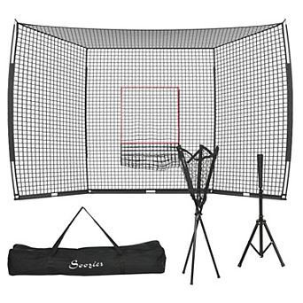 Soozier Extra Large Softball Baseball Net Hitting Pitching Net, Tee, Caddy