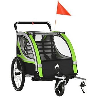 2-in-1 Child Bike Traile Baby Stroller With Brake Storage Bag Flag Reflectors