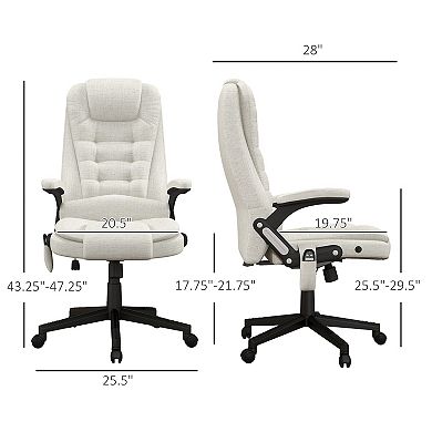 Massage Office Chair With 6 Points Heat Linen Executive Office Chair