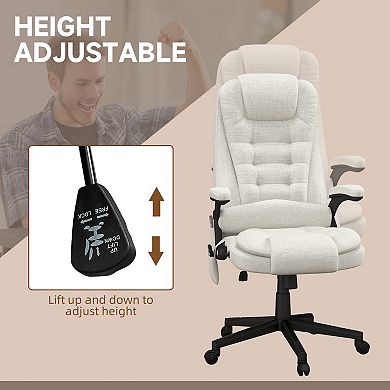 Massage Office Chair With 6 Points Heat Linen Executive Office Chair