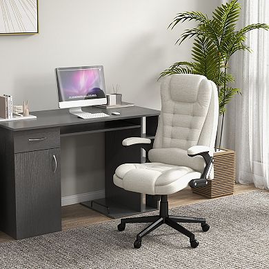 Massage Office Chair With 6 Points Heat Linen Executive Office Chair