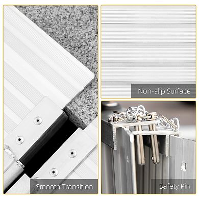 HOMCOM Textured Aluminum Folding Wheelchair Handicap Ramp, 6ft