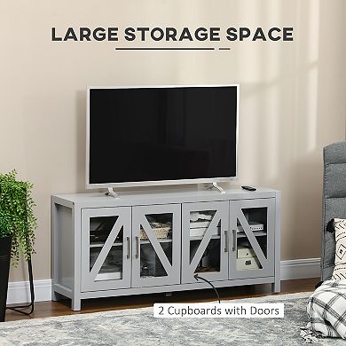 Homcom Tv Cabinet Stand For Tvs Up To 58" W/ Adjustable Shelves Cable Holes