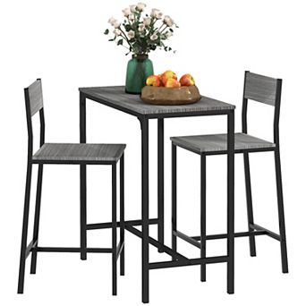 Industrial Counter-height 3 pc Bar Table High Back Stool For Dining Room