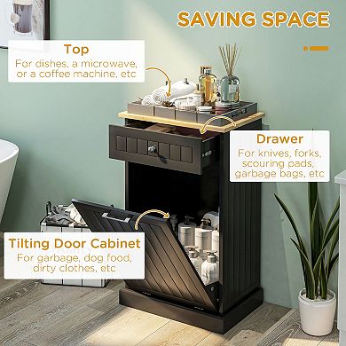 Hidden Container Waste Bin Hands Free Kitchen Cabinet Tipping Opening