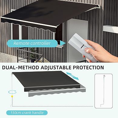 Outsunny 10' X 8' Electric Retractable Awning W/ Remote Controller