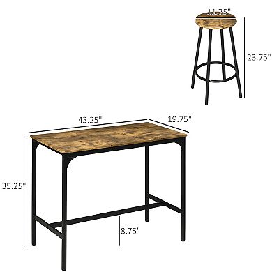 Homcom 5-piece Bar Table And Chairs Set With Metal Frame For Dining Room