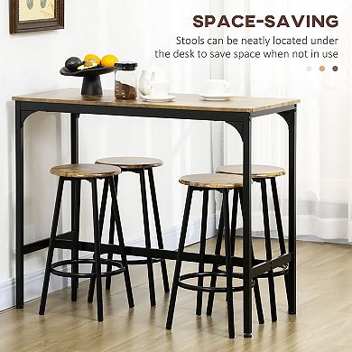 Homcom 5-piece Bar Table And Chairs Set With Metal Frame For Dining Room