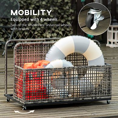 Outsunny Pool Float Storage With Wheels, Pool Caddy