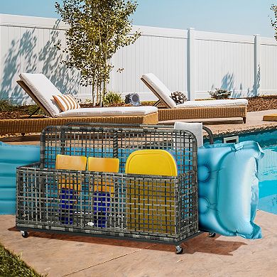 Outsunny Pool Float Storage With Wheels, Pool Caddy