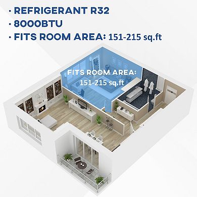 8000 Btu Smart Portable Air Conditioner With Remote For 215sq.ft